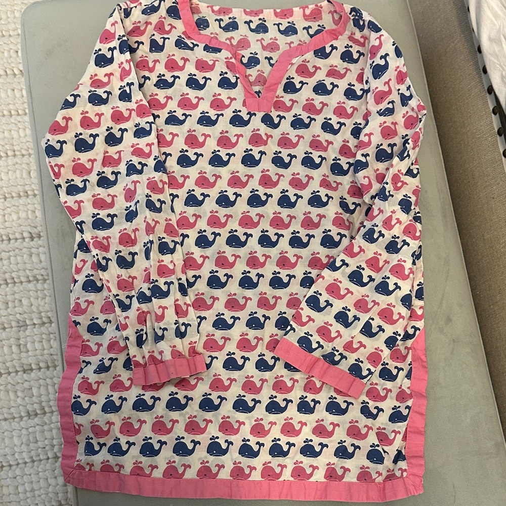 Pottery Barn Kids Pink and Blue Whale swim coverup tunic